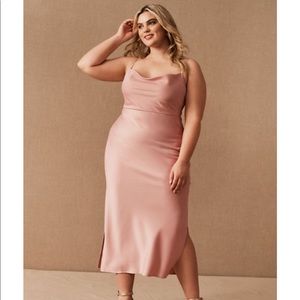 BHLDN Cali Satin Charmeuse Midi Dress - Dusty Rose.